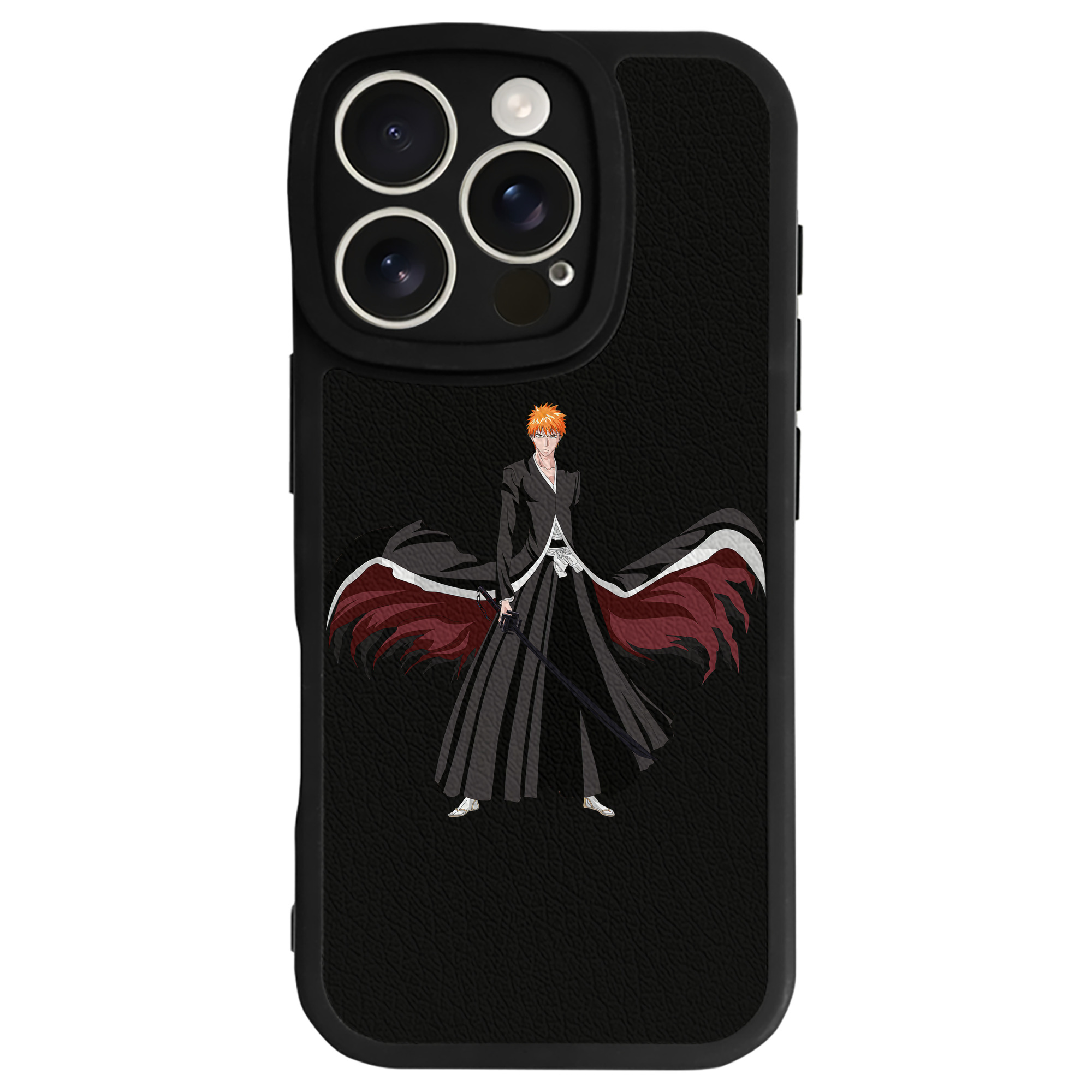 （画像用） ブリーチ 黒崎一護（くろさき いちご）BLEACH Kurosaki Ichigo 【iPhone 16シリーズ対応】シリコンスマホケース（レザー調） 材質：シリコン